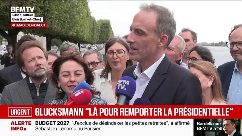 "On va taxer les méga-héritages, au dessus de deux millions d'euros", explique Raphaël Glucksmann, candidat socialiste à l'élection présidentielle, lors des journées d'été du PS à Blois