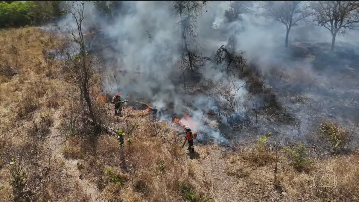 Incêndio que ameaça o Parque Estadual da Serra Dourada, em Goiás, já dura 4 dias
