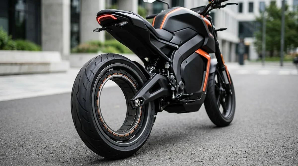 A moto elétrica futurista com roda traseira vazada que esconde o próprio motor dentro do aro