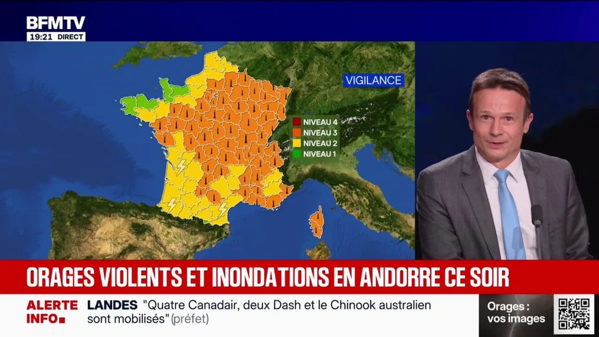 De violents orages éclatent ce samedi soir dans le sud-ouest de la France