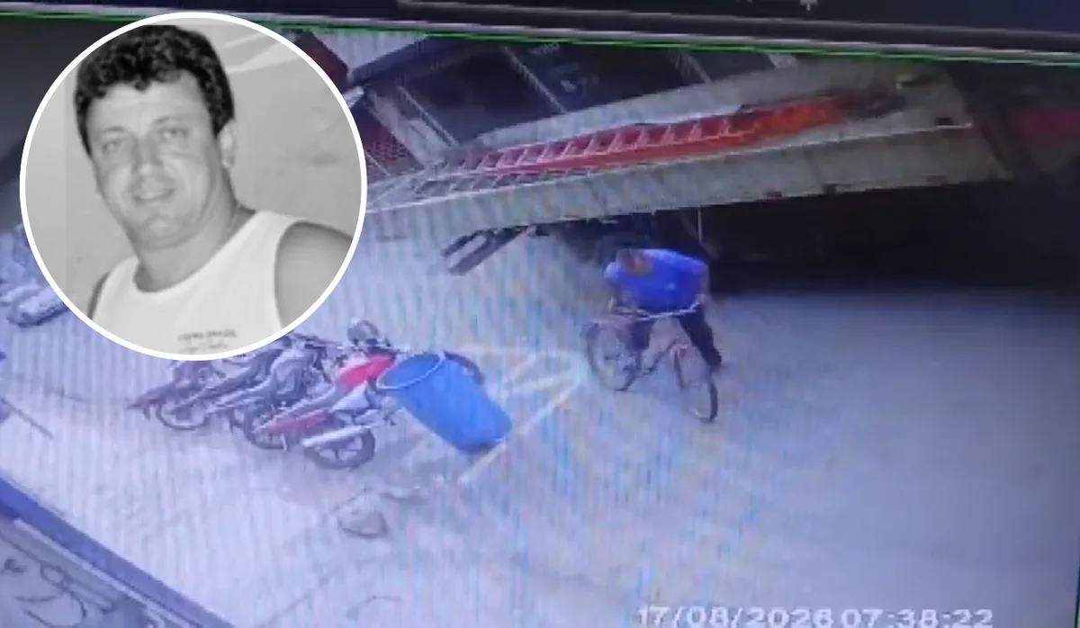 Idoso morre após cair de bicicleta e bater em caminhão no Sul do ES; veja vídeo