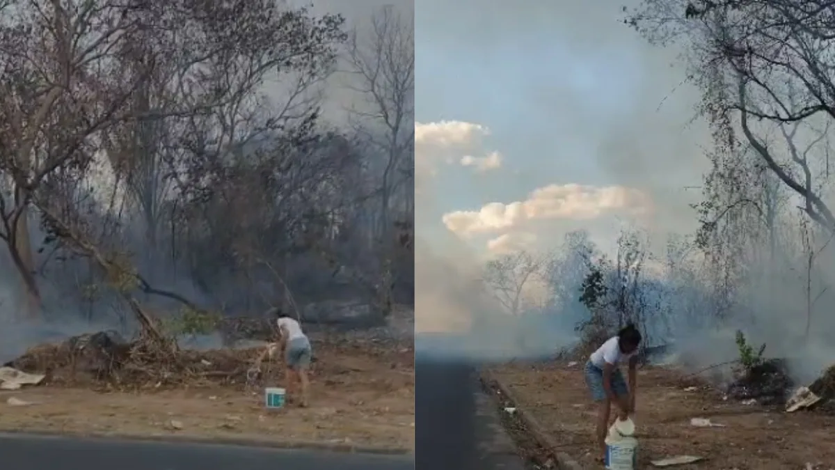VÍDEO: Moradores usam baldes para conter incêndio em Teresina; Bombeiros priorizam focos com maior risco à população