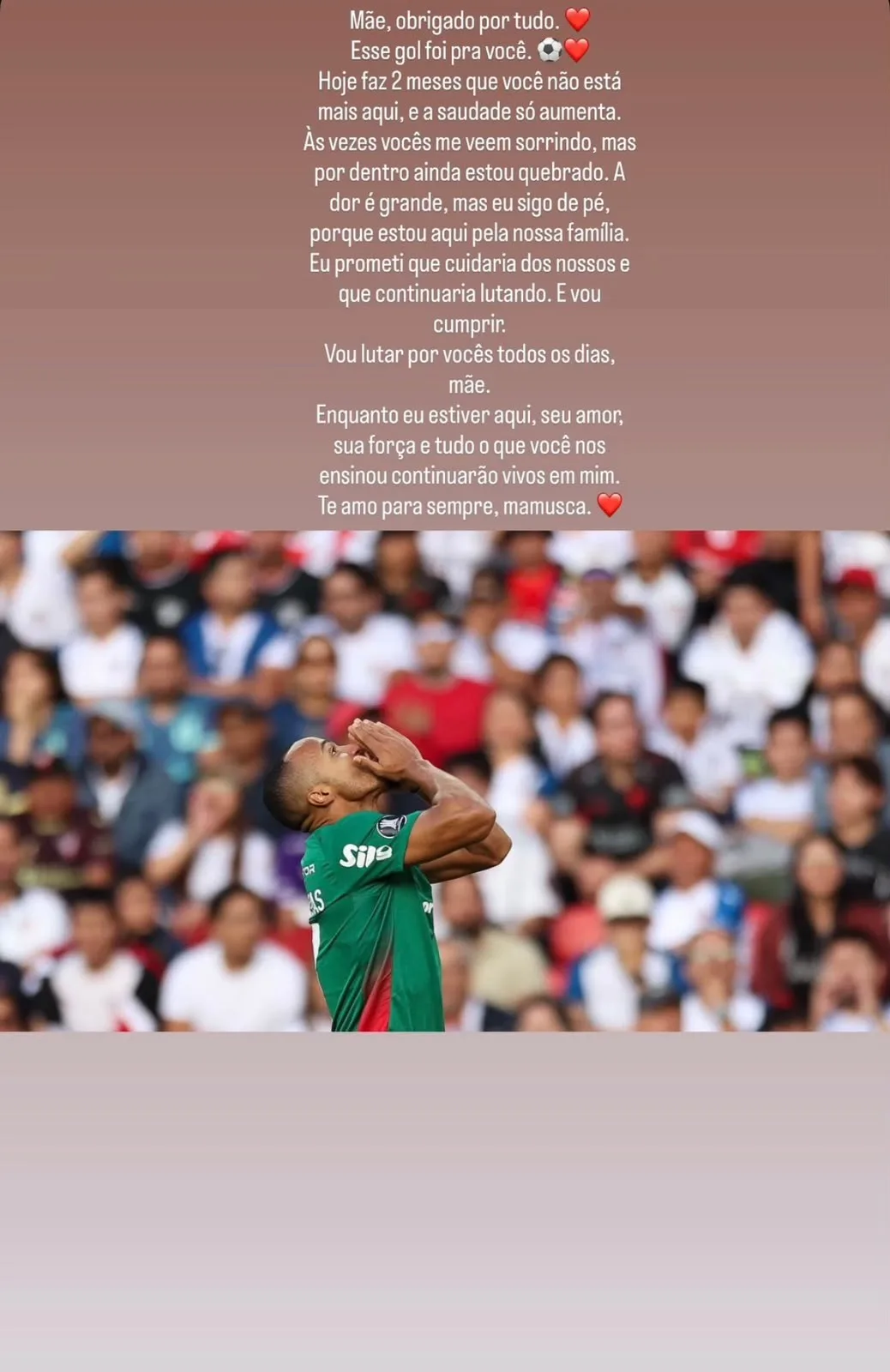 Marlon Freitas homenageia mãe em gol pelo Palmeiras: "Dor é grande, mas sigo de pé"