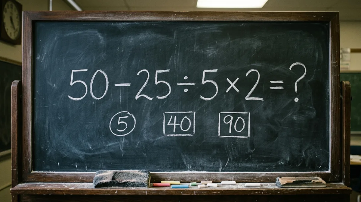 Armadilha matemática que só os mais inteligentes resolvem de primeira: Você sabe quanto é 50 – 25 ÷ 5 × 2?