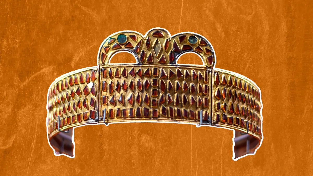 Crown of Kerch: A 1,600-year-old gold, gem-studded diadem found in the grave of a Hun noblewoman