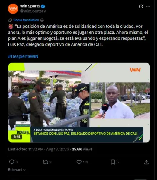 América de Cali tomó drástica decisión con respecto a jugar en el Pascual Guerrero: “Totalmente en solidaridad”