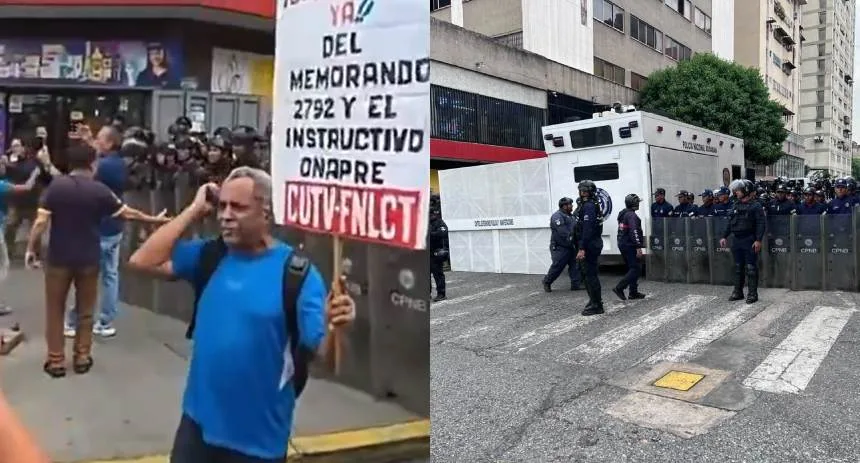 «Nos estamos muriendo de hambre»: Impidieron que marcha de maestros y trabajadores llegara a Miraflores para pedir salarios dignos
