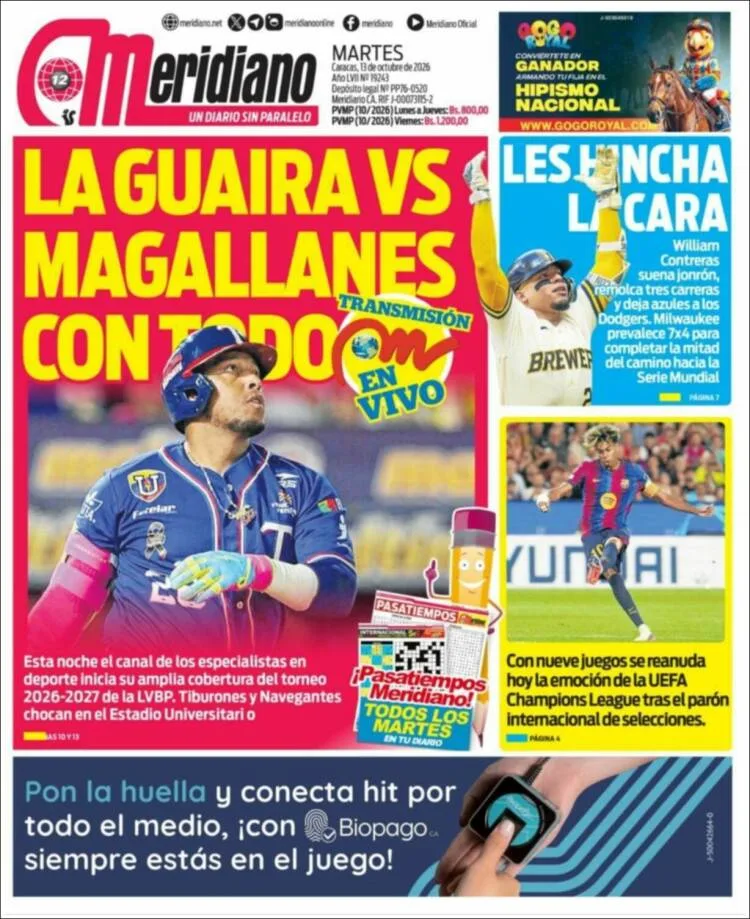 Portadas de este martes 13 de octubre de 2026