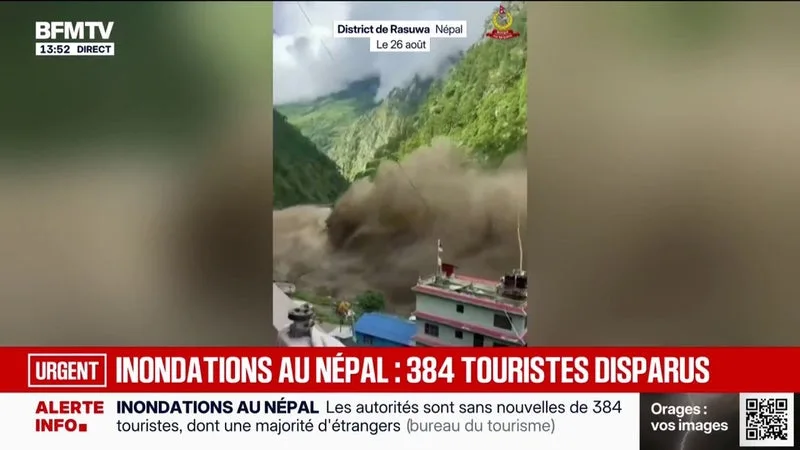 Népal: 384 touristes portés disparus après des inondations massives