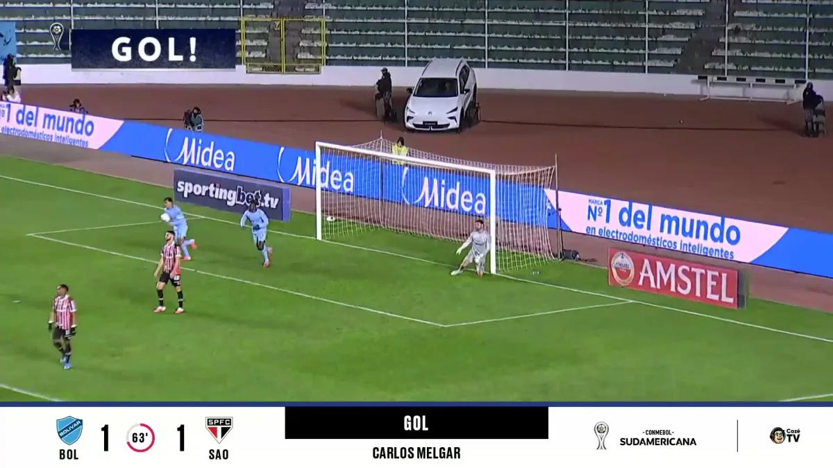 Carlos Melgar acerta lindo chute e empata para o Bolívar-BOL contra o São Paulo; confira