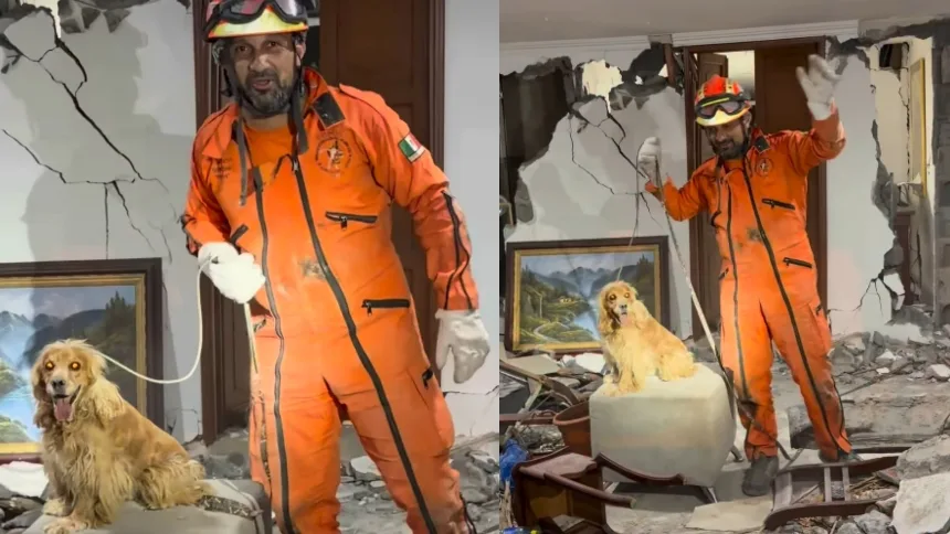 VIDEO | «Cada vida cuenta»: Voluntario de los Topos de México se estrenó con el rescate de un perrito en Colombia