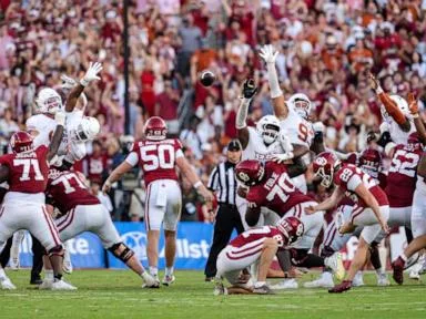 Oklahoma upsets No. 1 Texas on Tate Sandell's game-ending 47-yard field goal