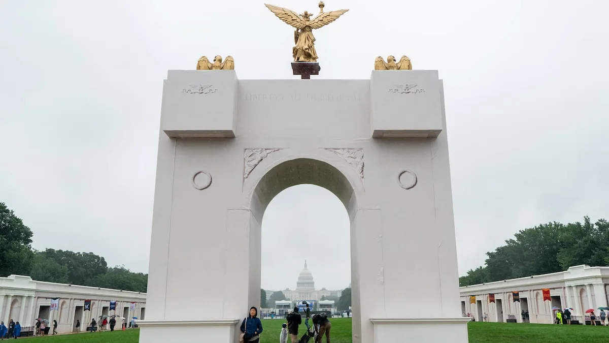 Trump says proposed triumphal arch near White House would house drones, snipers