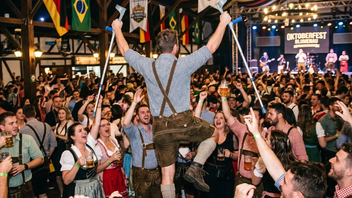 Cirurgia, muletas e dor: sentença revela o que aconteceu antes da demissão de trabalhador afastado flagrado na Oktoberfest em SC