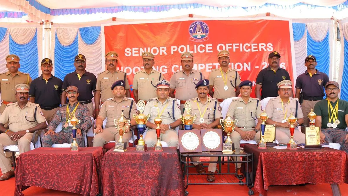Senior police officers take part in shooting competition at Vallanadu