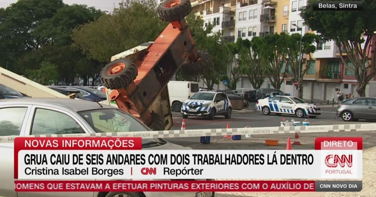 As primeiras imagens do local onde morreram dois trabalhadores após cair uma grua em Sintra
