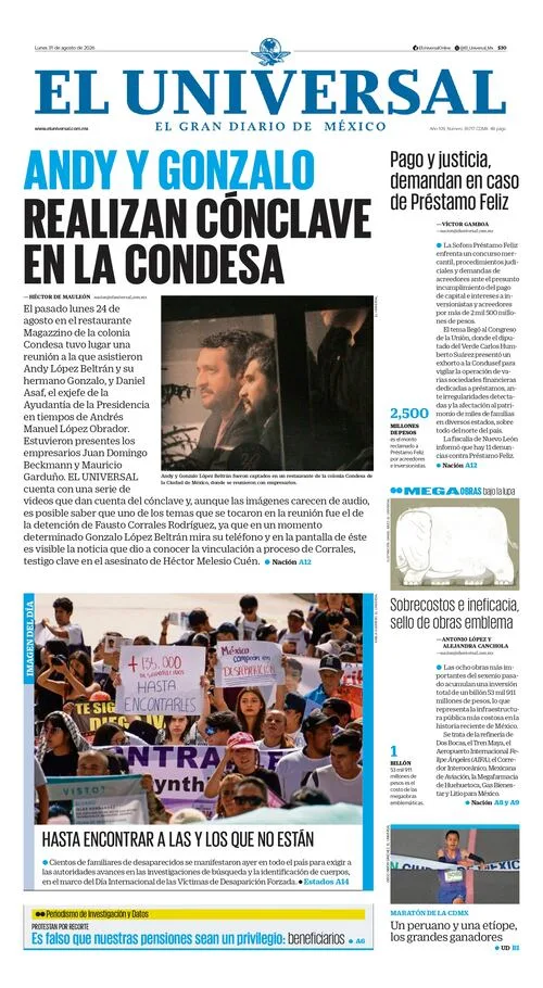 Portada impresa del 31 de agosto de 2026