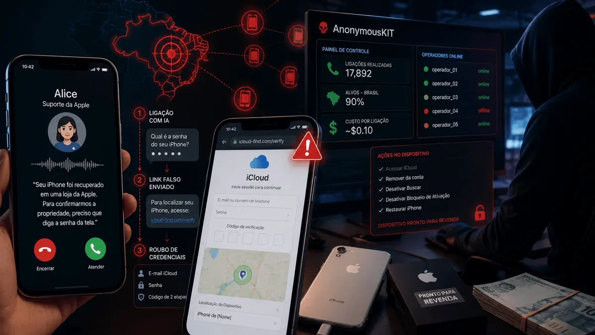 Golpe usa voz de IA para desbloquear iPhones roubados; Brasil lidera alvos