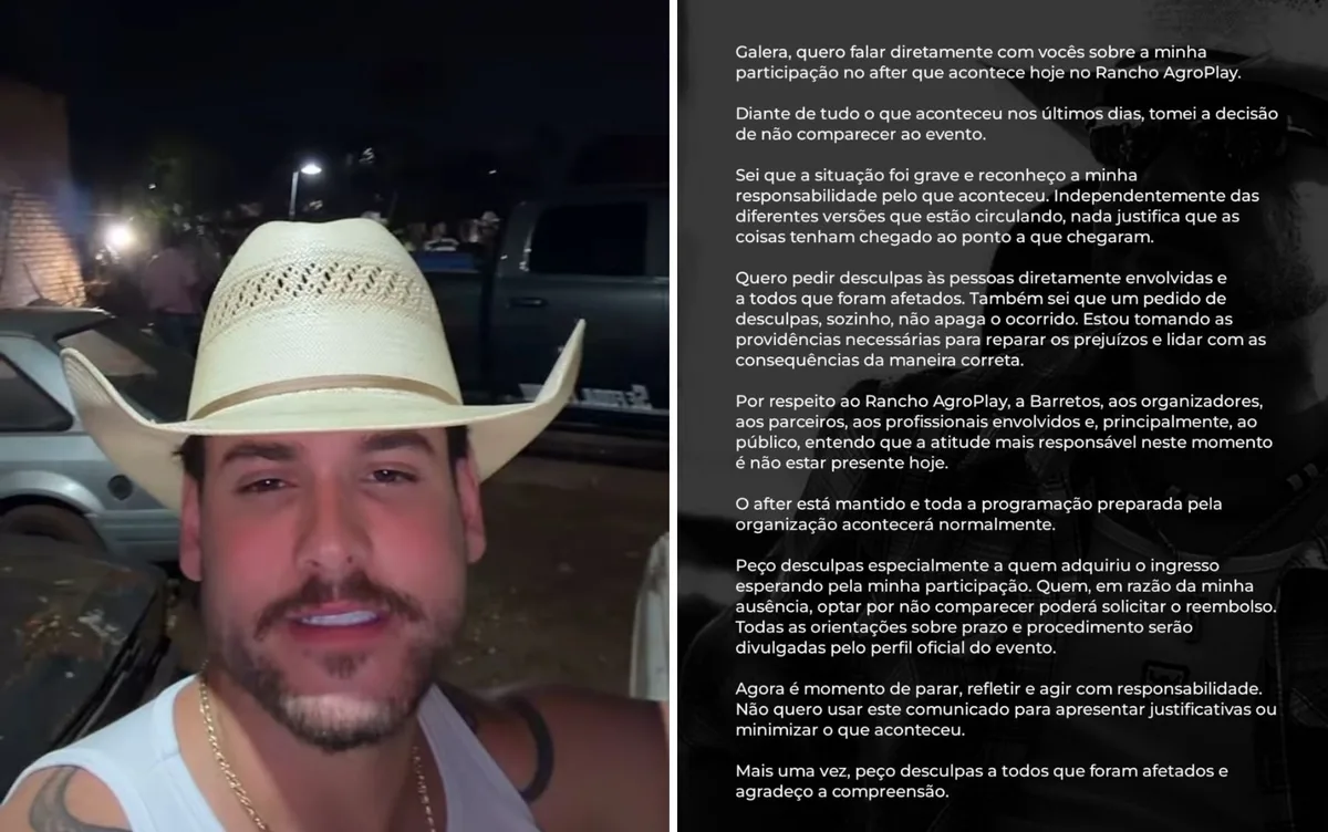 César Rincon cancela participação em after em rancho no camping de Barretos