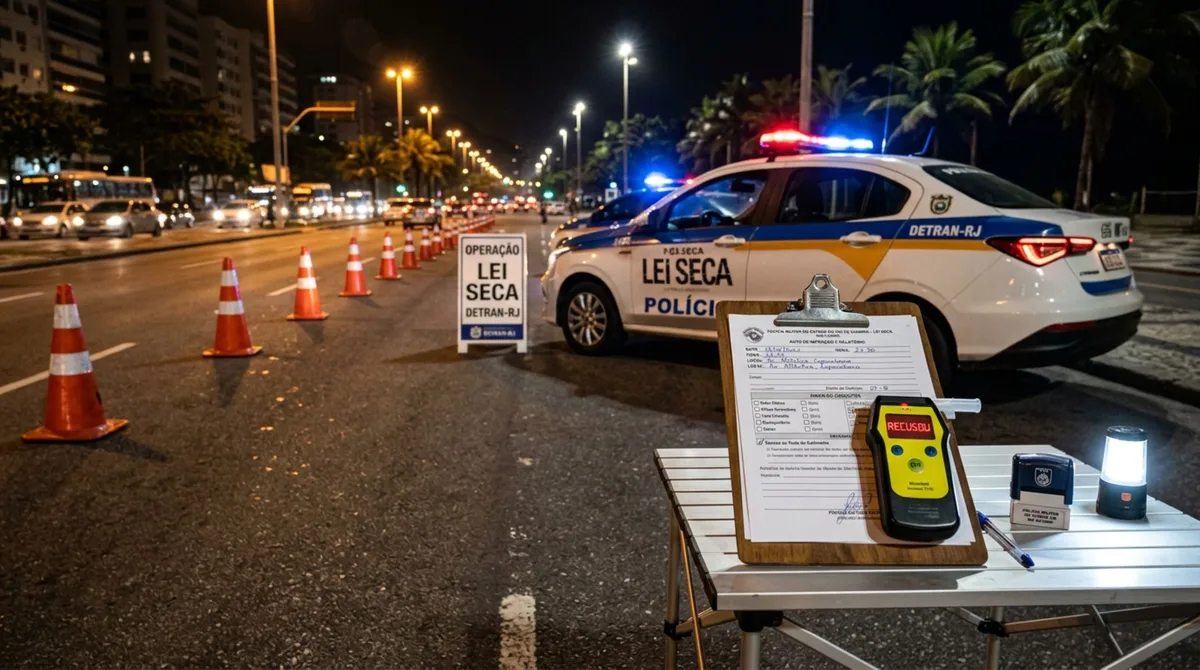 Motorista é parado em blitz, agente solicita teste do bafômetro, condutor se recusa e apresenta sinais registrados pela fiscalização, ele acredita que, sem soprar não pode haver outra prova, e agentes explicam o que pode ser considerado