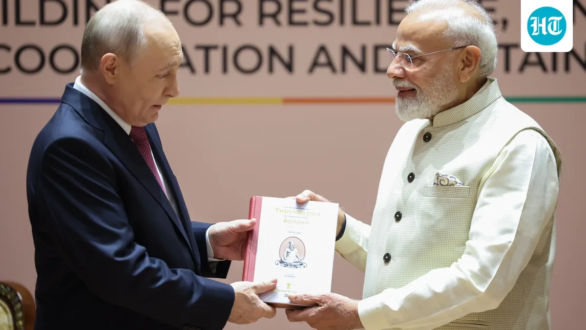 PM Modi gifts Russian translation of ‘Thirukkural’ to President Putin at BRICS Summit