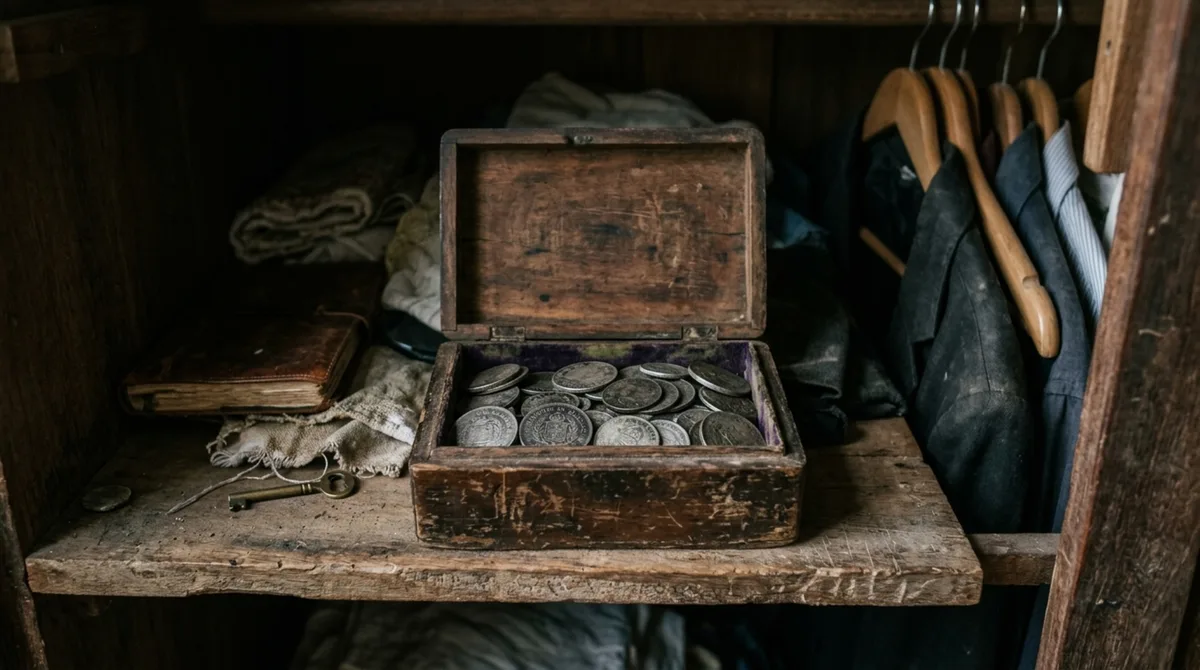 Neto abre caixa de sapatos esquecida no armário do avô e encontra 180 moedas de prata; na hora de dividir, irmãos descobrem que o achado também entra no inventário