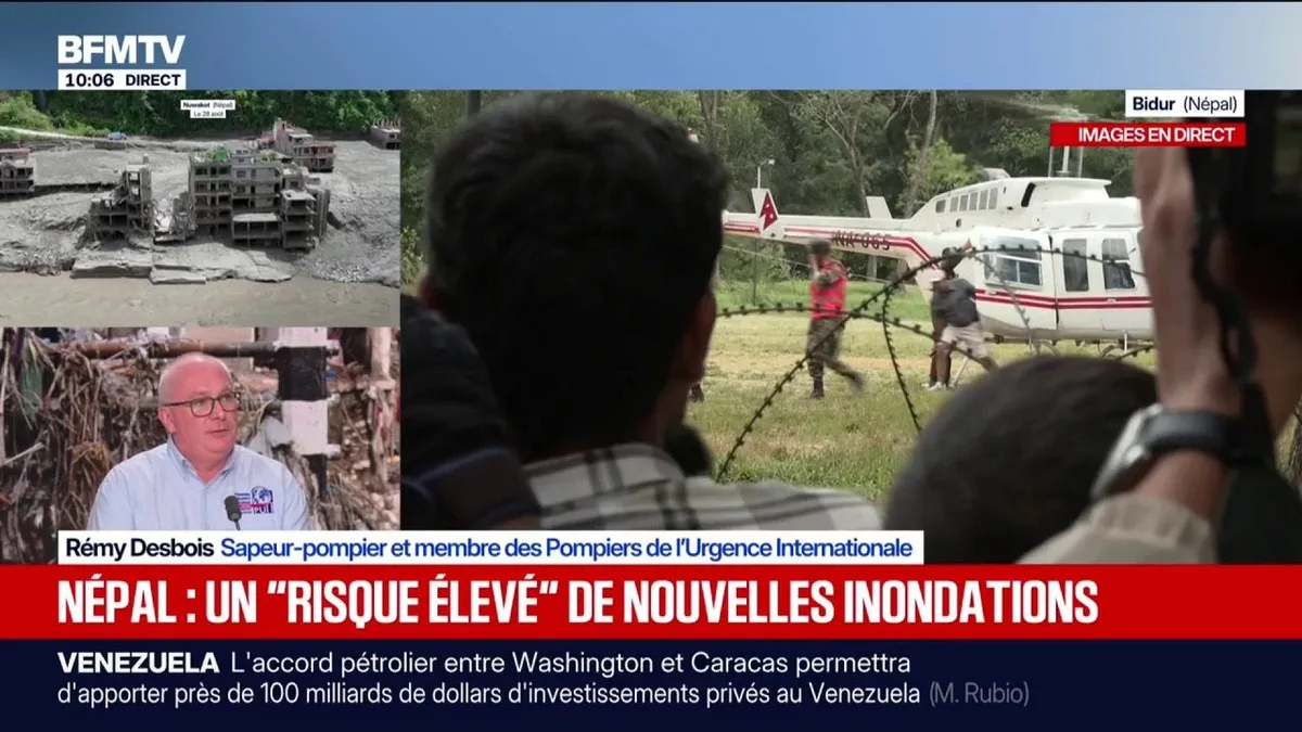Crue au Népal: "Il n'y a plus d'espaces de survie, plus de zones où on peut espérer trouver sous la boue des personnes vivantes", déclare Rémy Desbois, membre des Pompiers de l'Urgence Internationale