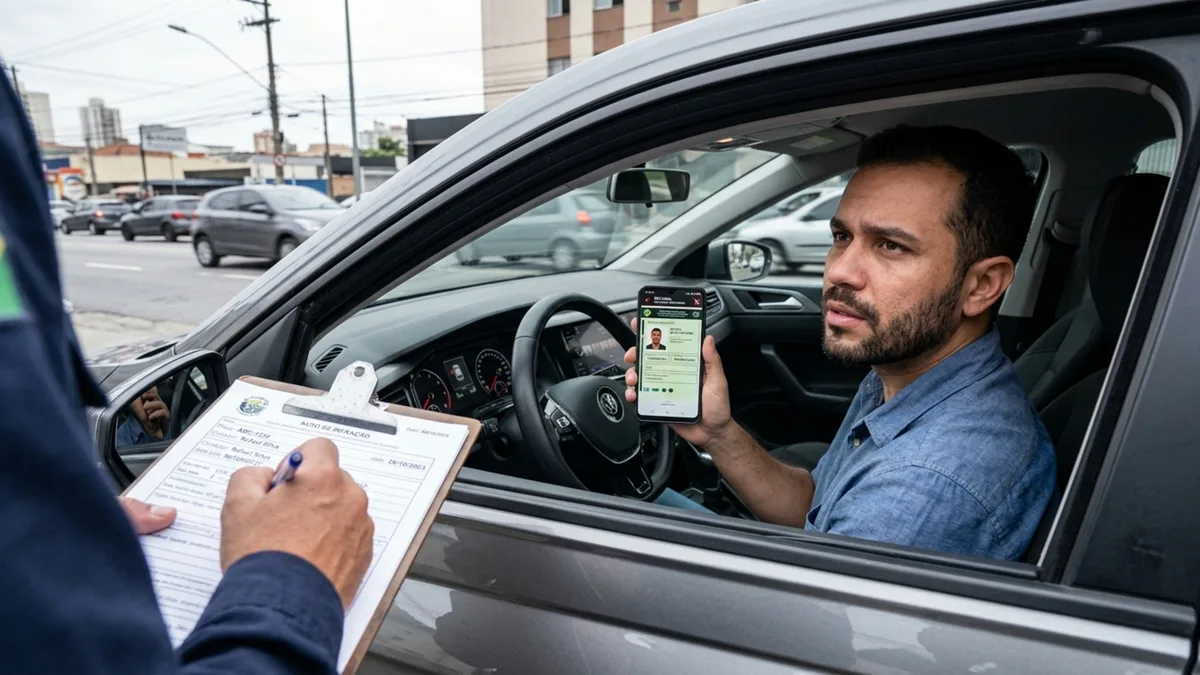Motorista é parado em blitz, apresenta CNH digital normalmente e agente questiona documento porque celular fica sem internet durante fiscalização