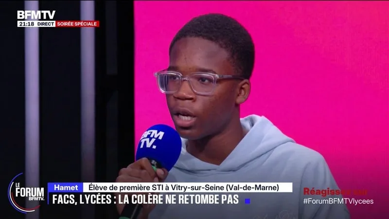 FORUM BFMTV - Mouvement lycéen: "Vacances ou pas j'irai, et ça sera ça toutes les vacances", lance Hamet, élève de première à Vitry-sur-Seine