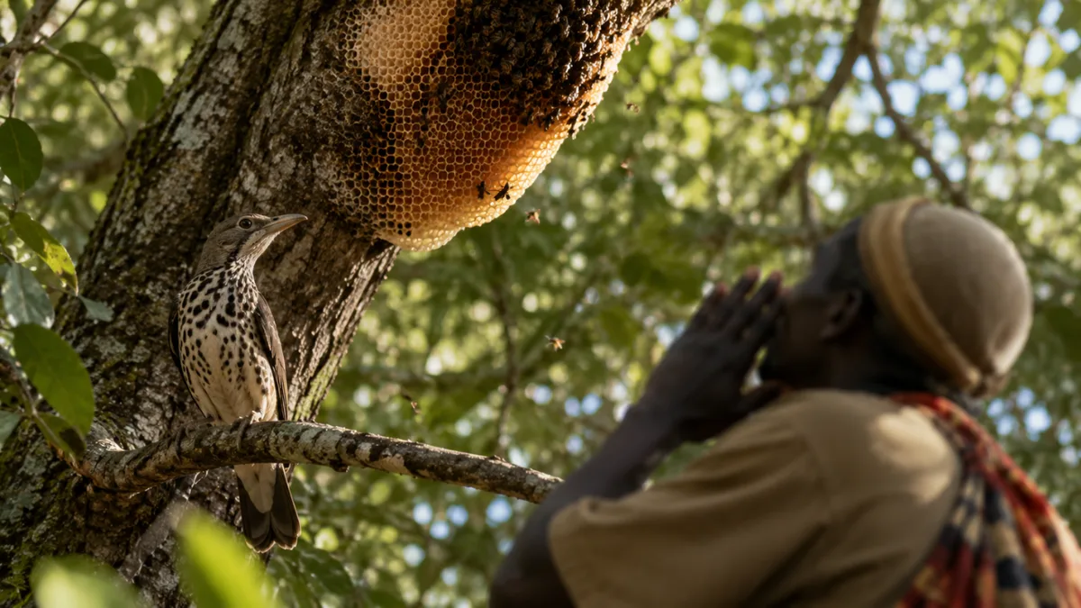 African honeyguides recognise honey hunters' calls to help find hidden bee nests