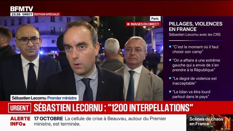 Mobilisations du 17 octobre: Sébastien Lecornu, Premier ministre, annonce "1.200 interpellations"