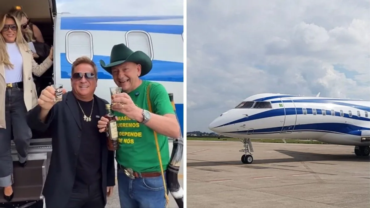 Leonardo ‘pega carona’ em jato de luxo de Luciano Hang avaliado em R$ 250 milhões