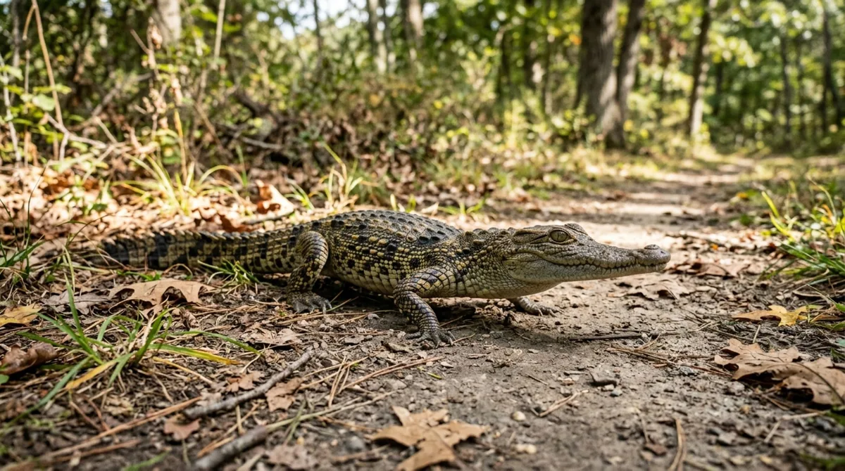 Um crocodilo de apenas 60 centímetros apareceu andando numa trilha de Long Island: resgate levantou suspeita de abandono ilegal de animal exótico