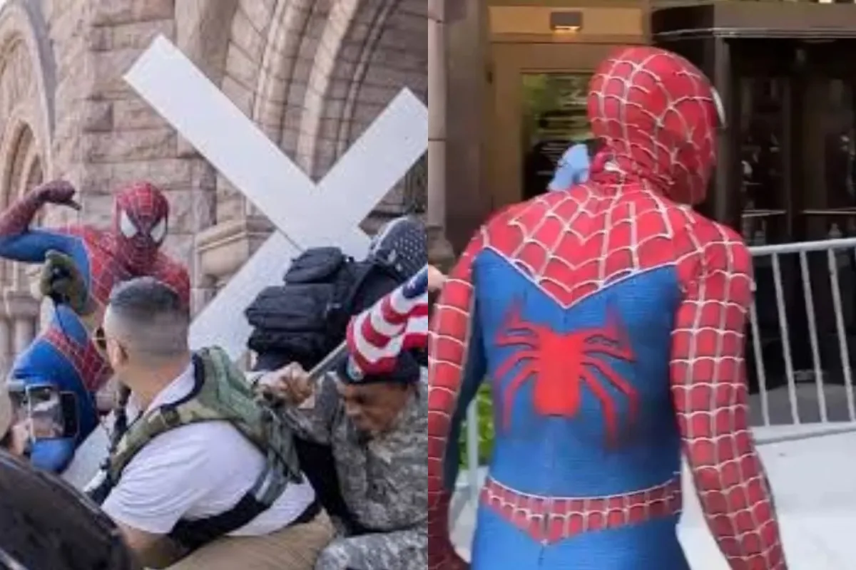 "Homem-aranha" agride apoiador de Trump durante ato racista nos EUA