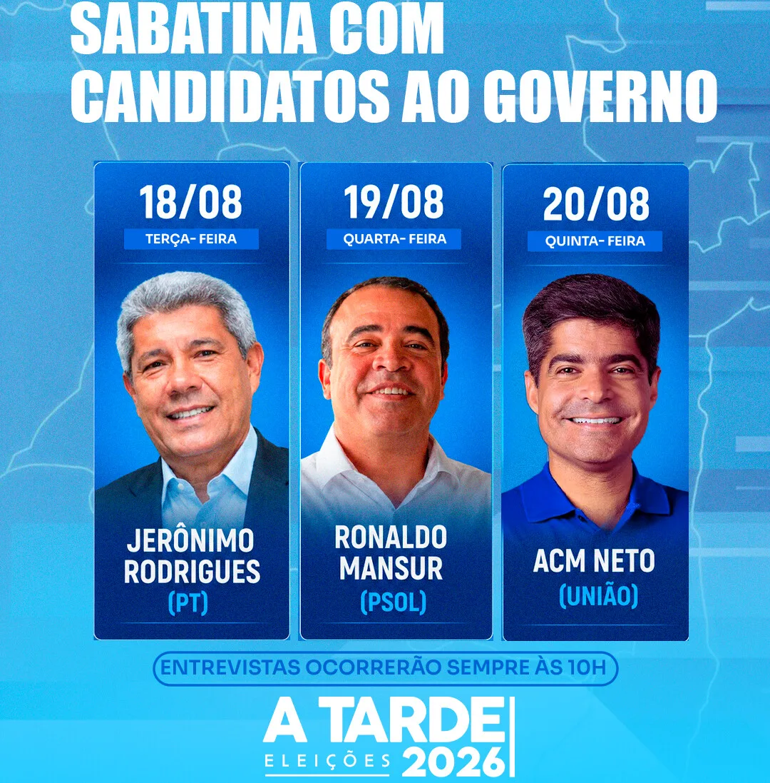 Grupo A TARDE inicia sabatinas com candidatos ao Governo da Bahia nesta terça (18)