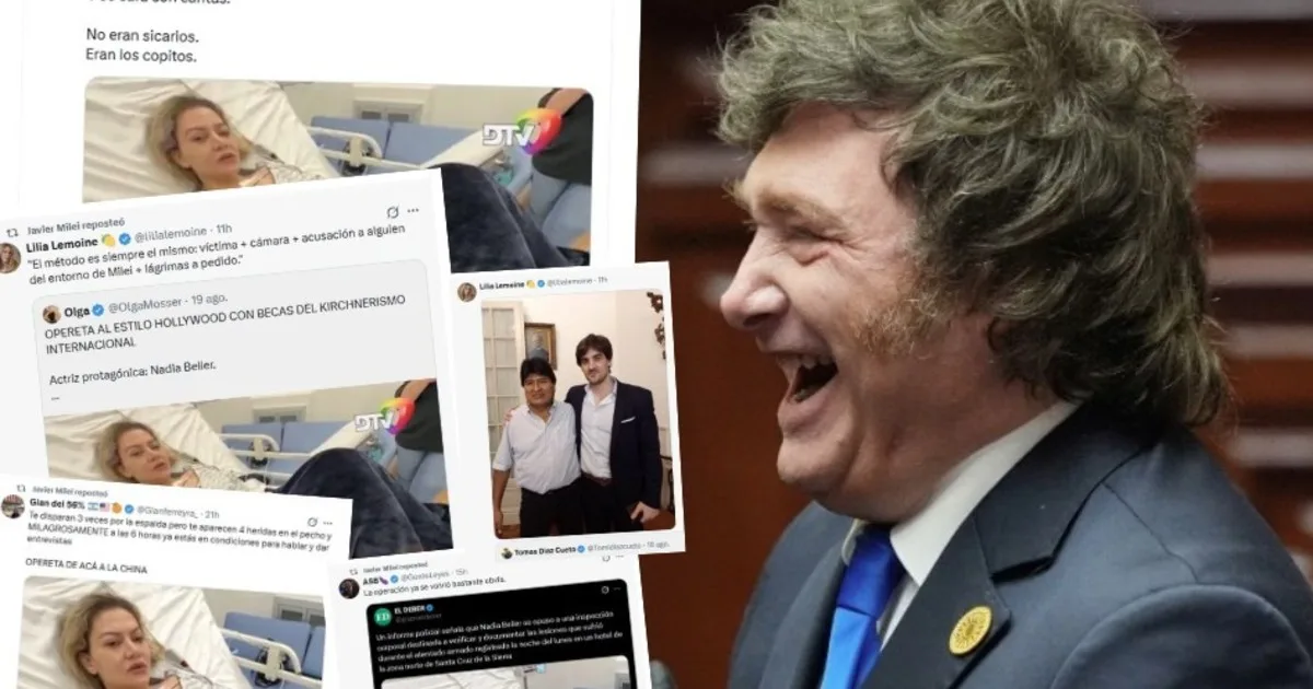 "No eran sicarios. Eran los copitos", Milei replicó mensajes en redes que ponen en duda el atentado a la expareja de Fernando Cerimedo