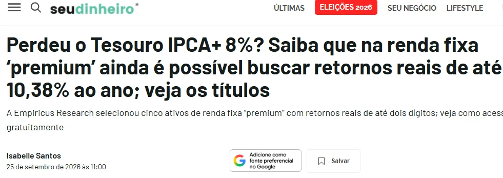 Tesouro IPCA+ entregou mais de 14% de valorização com resultado do 1º turno; confira as oportunidades na renda fixa para a segunda metade das eleições