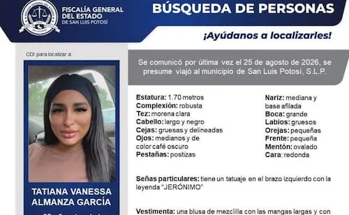 Hallan presunto cuerpo de Tatiana Vanessa, de origen colombiano, en Villa de Reyes, SLP; prueba de ADN confirmará identidad