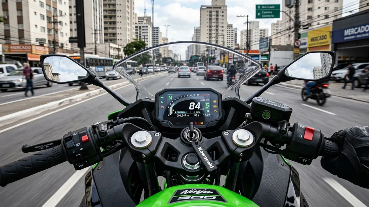 Debaixo da carenagem existe uma bicilíndrica de 500 cc pensada para parecer esportiva, passar dos 40 cv e ainda não exigir a postura extrema de uma superbike