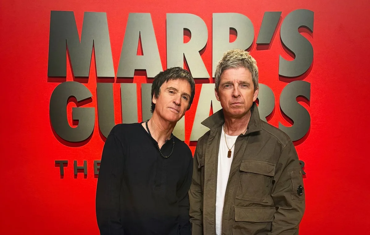 Watch Johnny Marr and Noel Gallagher explore the stories of Marr’s iconic guitars: “I remember looking at one of them on the floor for the cover of ‘Supersonic’, going, ‘that cannot be the fucking Smiths’ guitar'”