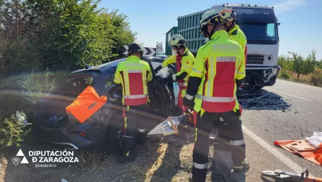 Cuatro muertos y un herido grave en un accidente de tráfico en la N-122 en Zaragoza