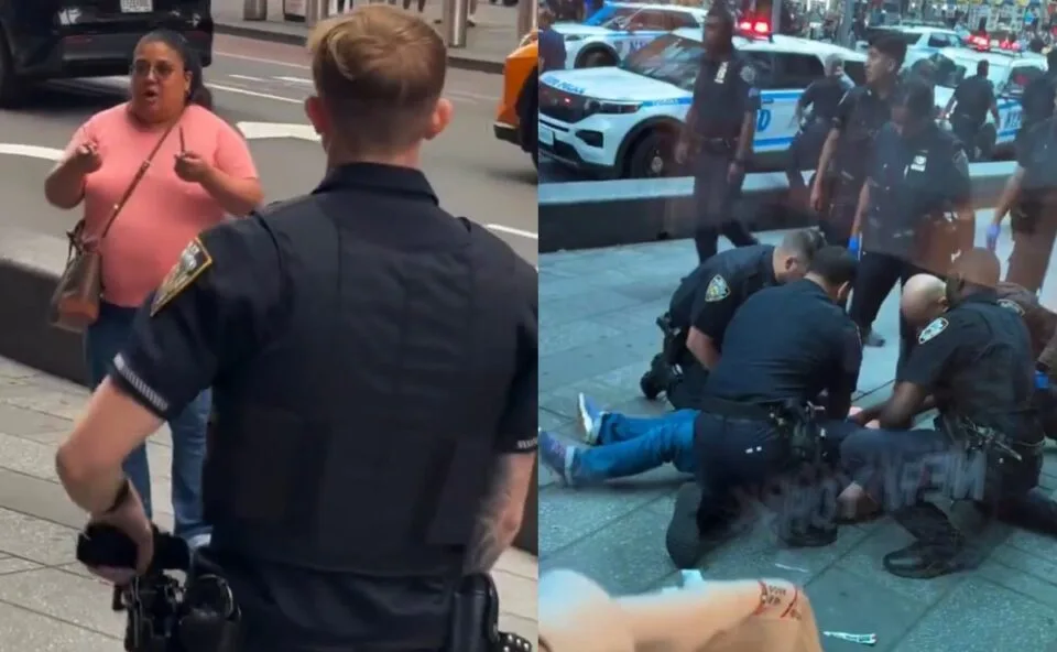 Imagens fortes! Mulher é morta pela polícia após atacar duas pessoas com faca em plena Times Square; vídeo mostra ação