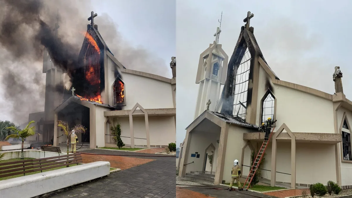 Polícia investiga incêndio em igreja matriz logo após missa em SC; veja o que se sabe sobre o caso