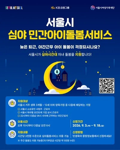 서울시-KB금융, '민간돌봄서비스 지원' 야간근로자까지 확대
