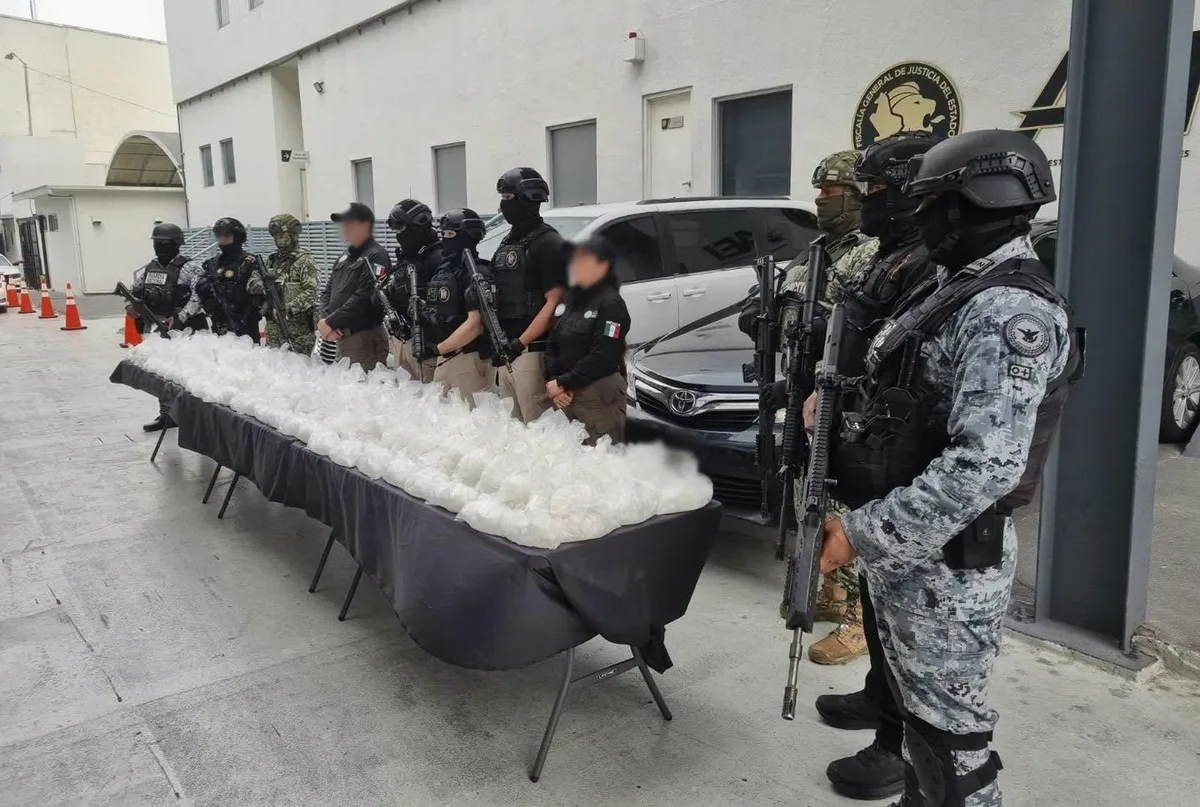 Golpe al tráfico de drogas en Nuevo León: decomisan 135 kilos de cristal