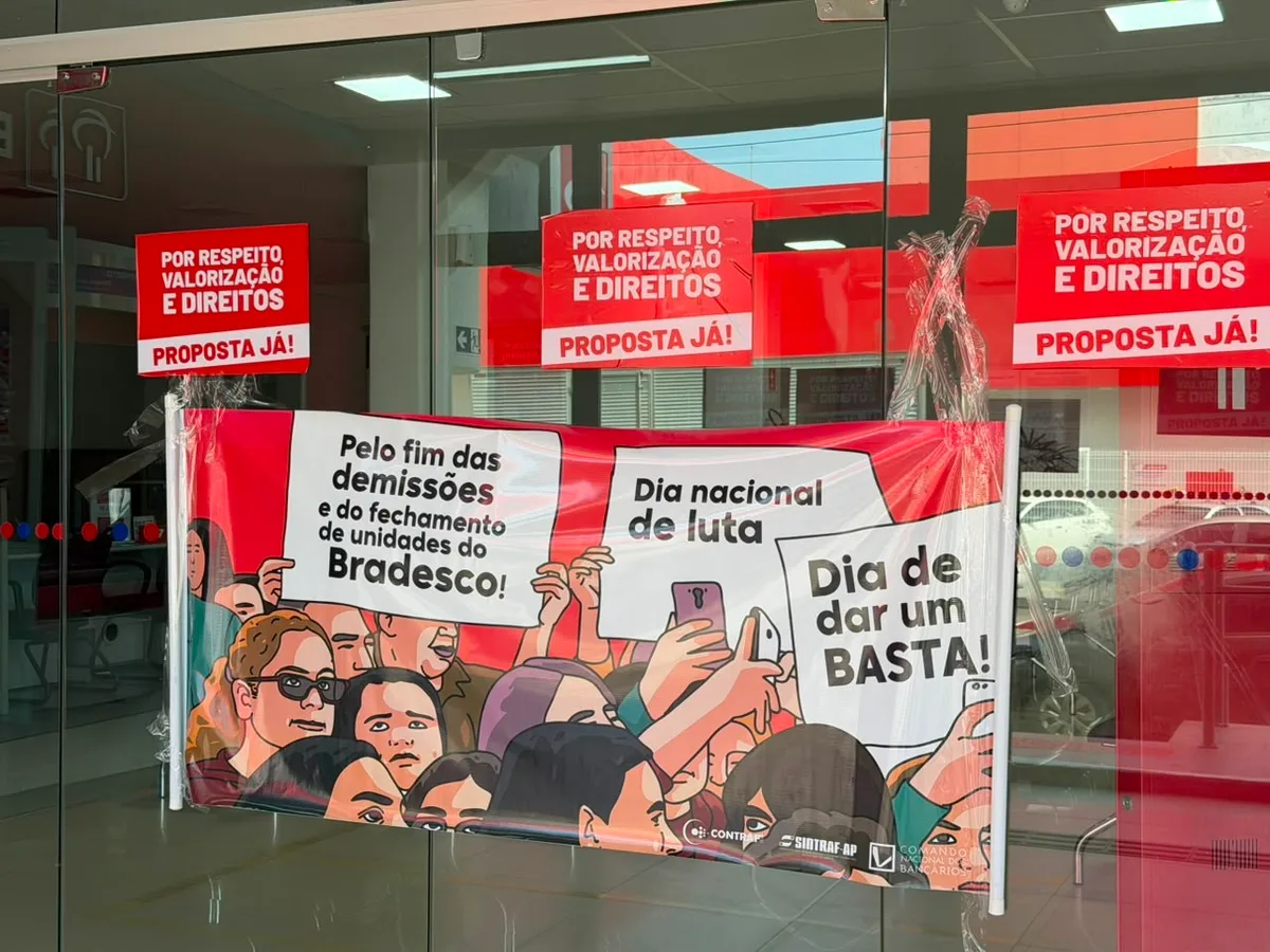 Bancários fazem paralisação de 24 horas e deixam agências fechadas em três municípios do Amapá