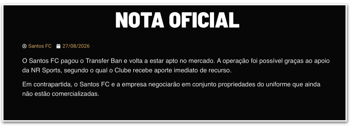 Santos derruba transfer ban com aporte da empresa de Neymar