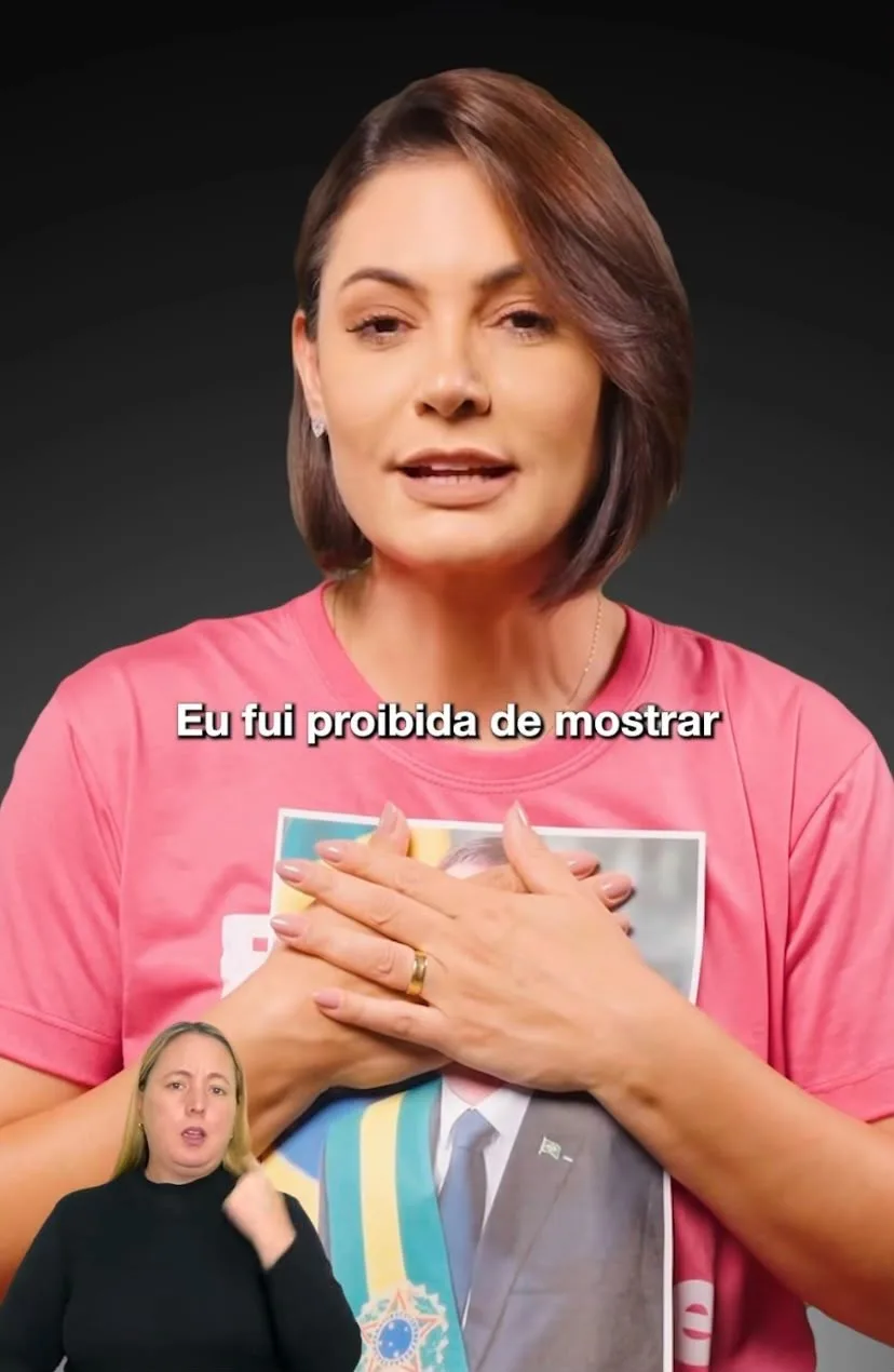 Após proibição de foto em campanha, Michelle usa imagem de Bolsonaro como ‘censurado’