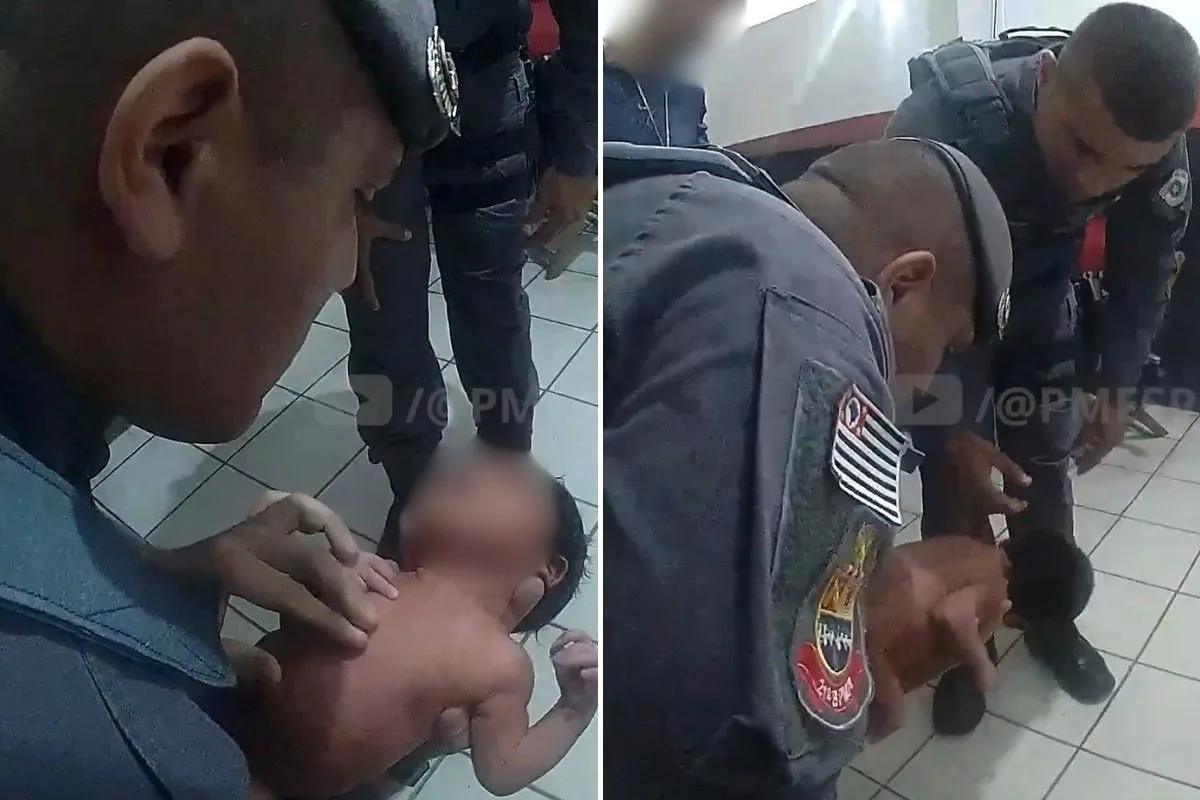 PM salva bebê de um mês engasgado com água no litoral de SP; VÍDEO