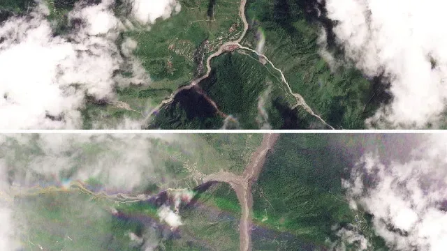 Cheias no Nepal. Fotos de satélite mostram impressionante antes e depois